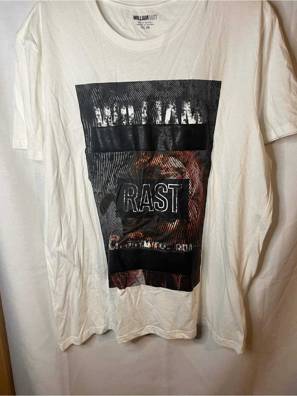William Rast White Tee with Black and Brown Graphic
